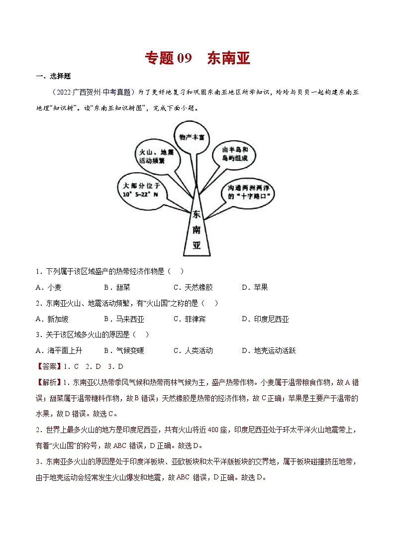 （20-22）三年中考地理真题分项汇编09 东南亚（含解析）第1页