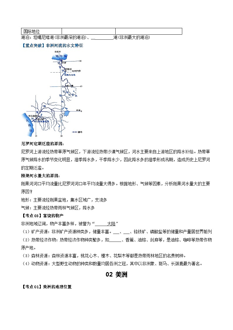 【2024年会考】初中地理一轮复习 专题08 非洲与美洲-知识清单（学生版）第3页