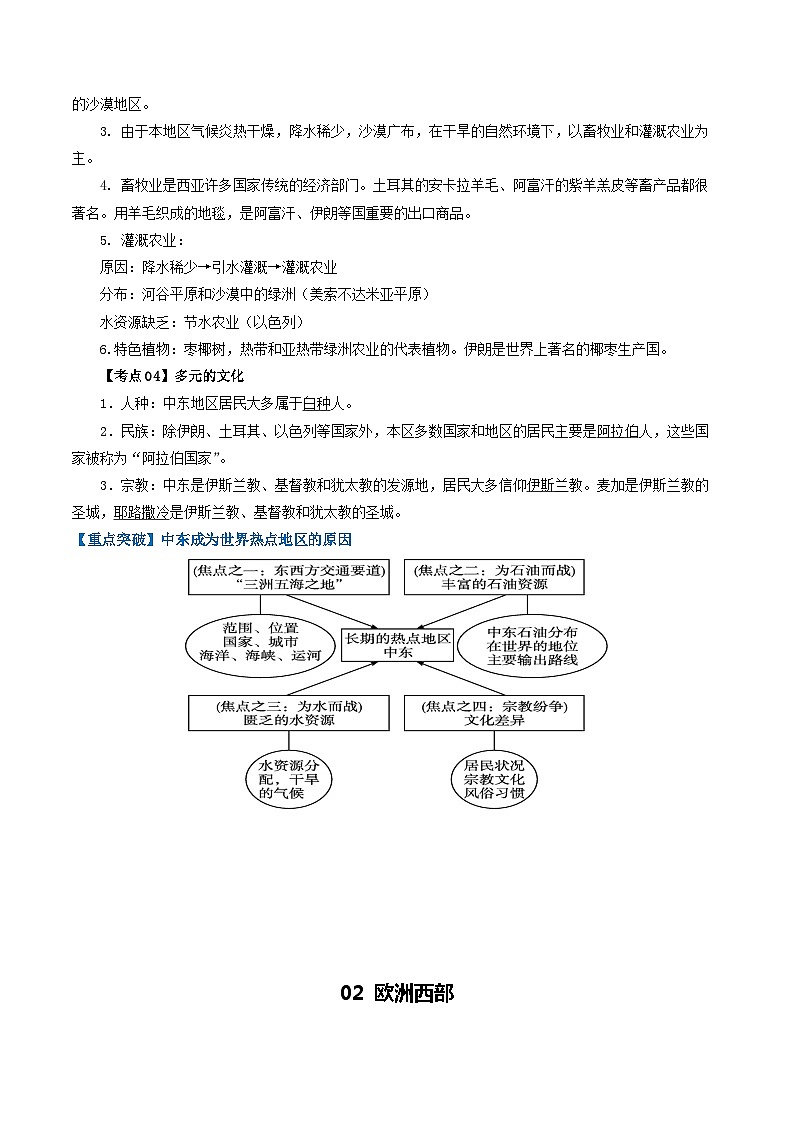 【2024年会考】初中地理一轮复习 专题10 中东和欧洲西部-知识清单（答案版）第3页