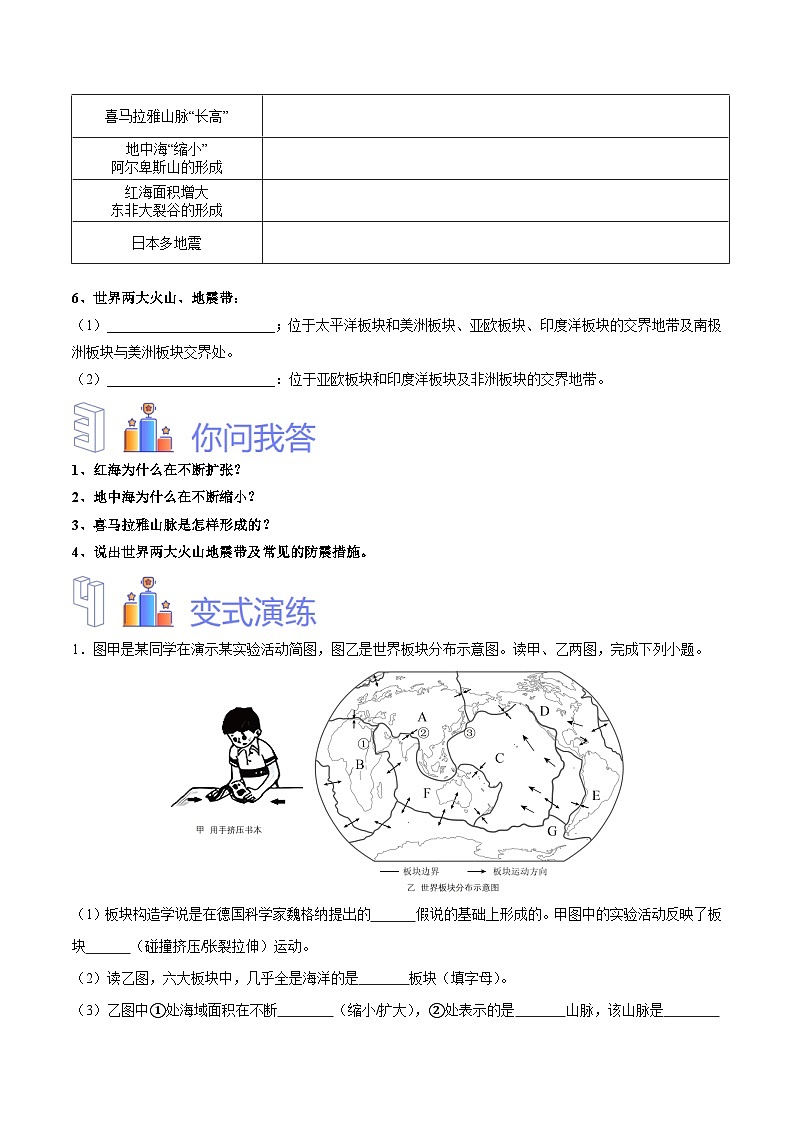 【2024年会考】初中地理专题05 板块构造学说-识图速记手册与变式演练（原卷版）第3页