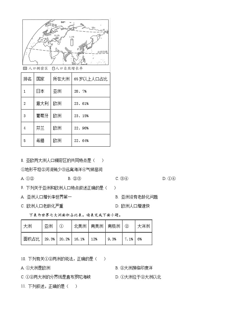 广东省茂名市高州市高州四校联考2023-2024学年七年级下学期3月月考地理试题（原卷版）第3页