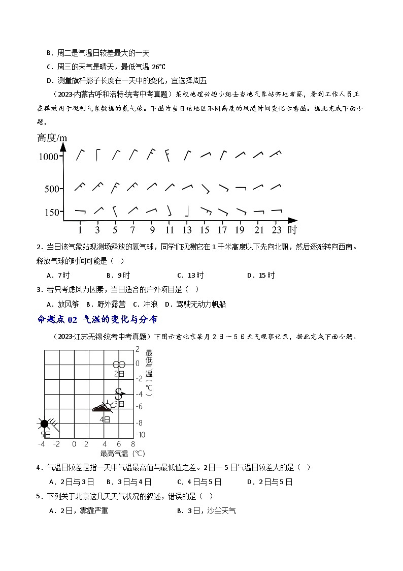 专题05 天气与气候（好题帮）-备战2024年中考地理一轮复习考点帮（全国通用）（原卷版）第2页