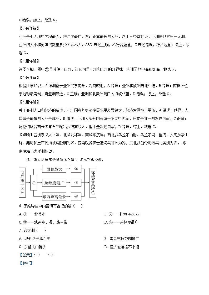 广东省江门市恩平市五校2023-2024学年七年级下学期4月联考地理试题（原卷版+解析版）02