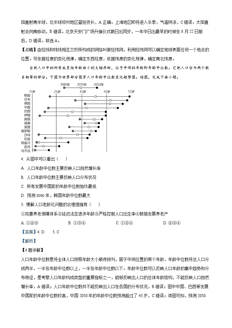2024年河南省信阳市新县部分学校中考一模考试地理试题（原卷版+解析版）02