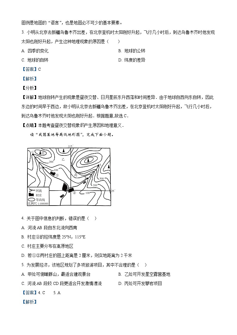 2024年山东省聊城市临清市中考一模地理试题（原卷版+解析版）02