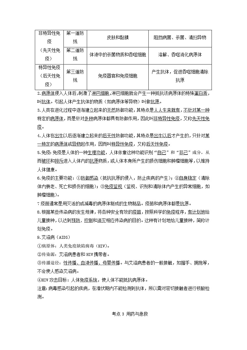中考地理一轮复习知识点梳理专题17 健康地生活第2页