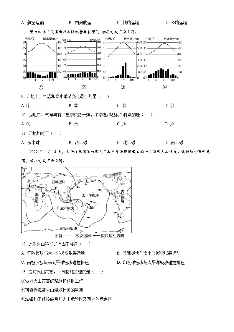 2024年四川省广安市华蓥市中考一模地理试题（原卷版+解析版）03