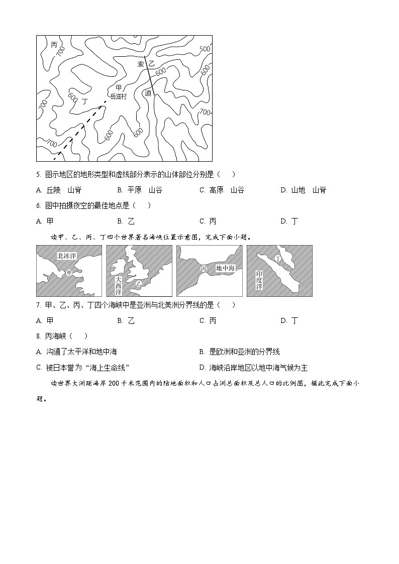 2024年山东省聊城市阳谷县中考一模地理试题（原卷版）第3页