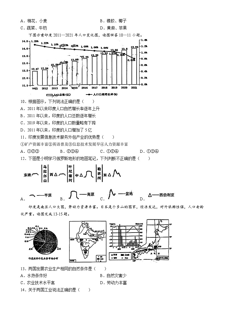 辽宁省沈阳市虹桥初级中学2023-2024学年七年级下学期4月月考地理试题03
