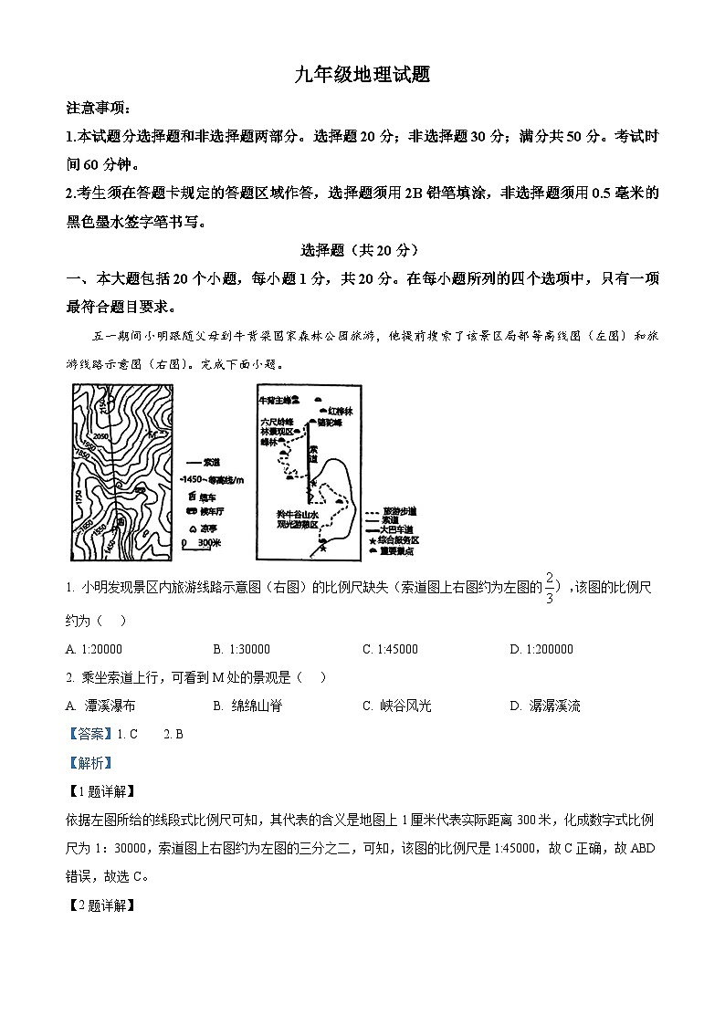 2024年山东省菏泽市郓城县中考一模地理试题（解析版）第1页