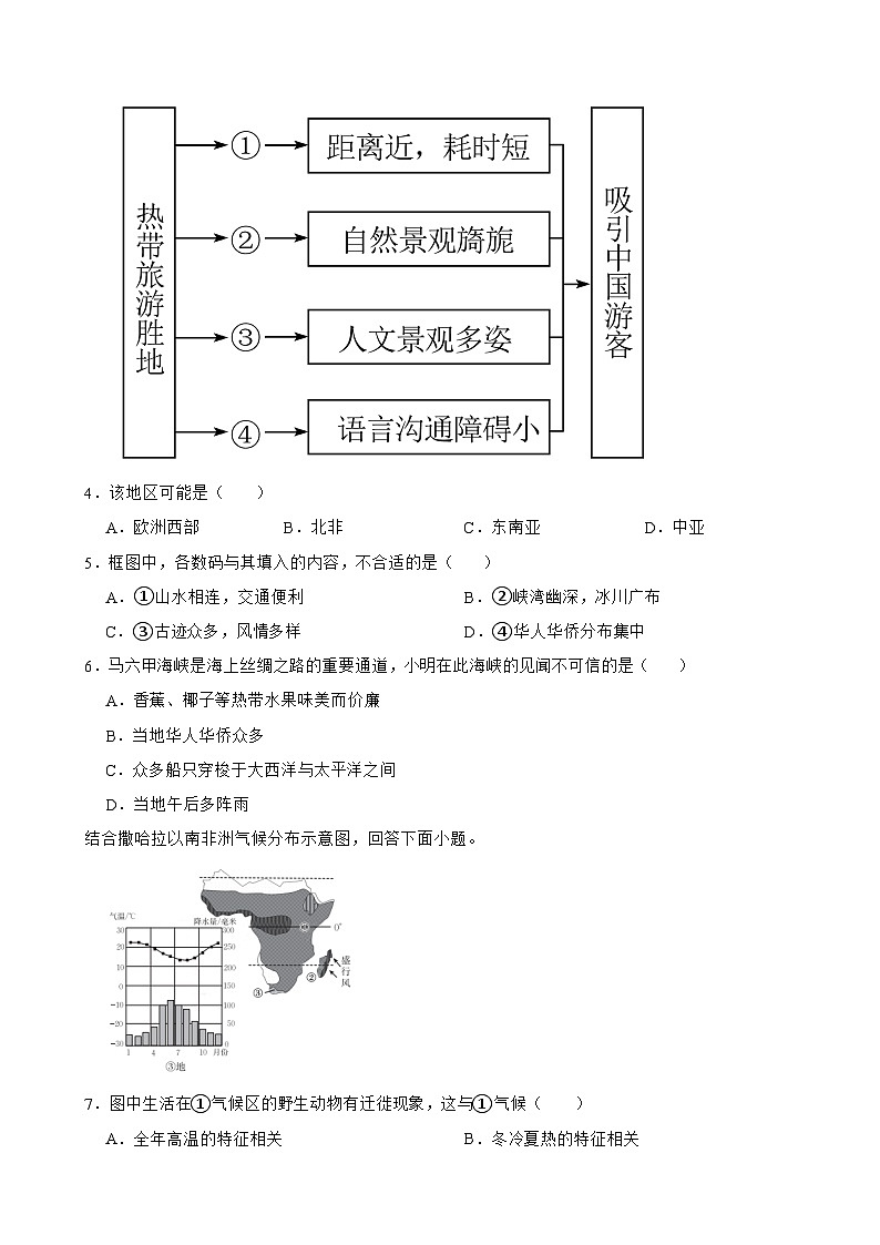 商务星球版初中地理七年级下册期中测试题B卷(附答案)第2页