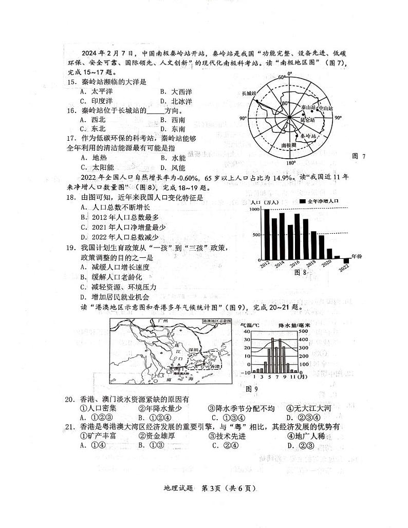 2024年海南省临高县新盈中学中考一模地理试题03