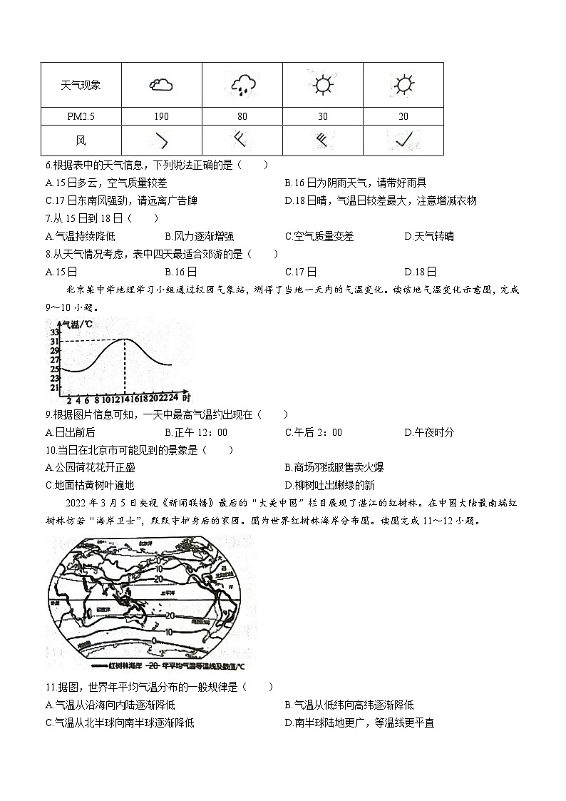安徽省六安市金寨县2023-2024学年七年级上学期期末质量监测地理试题02