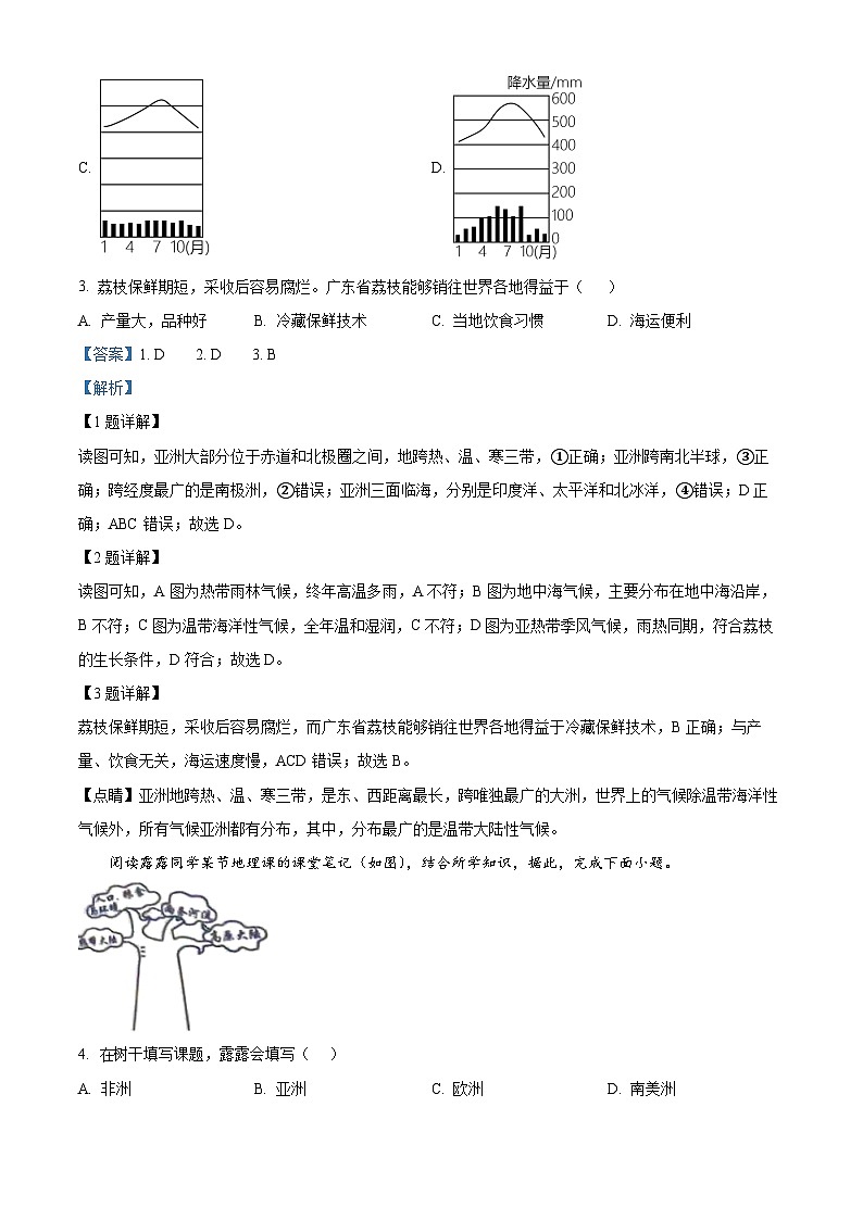 山东省滨州市博兴县2023-2024学年七年级下学期期中地理试题（原卷版+解析版）02