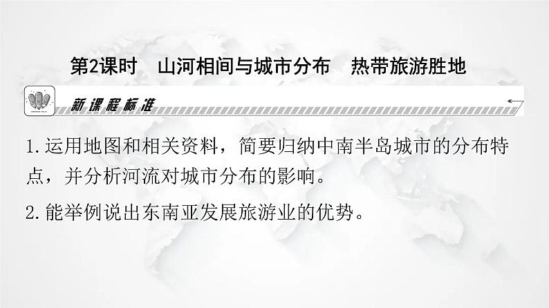 人教版七年级地理下册第七章第二节第二课时山河相间与城市分布热带旅游胜地教学课件第2页