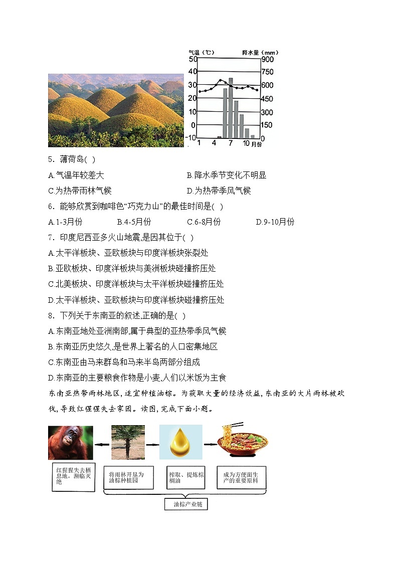云南省昭通市昭阳区2022-2023学年七年级下学期期中地理试卷(含答案)02