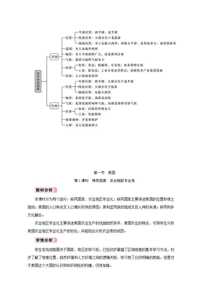 人教版七年级地理下册第九单元 《西半球的国家》同步教学设计第2页