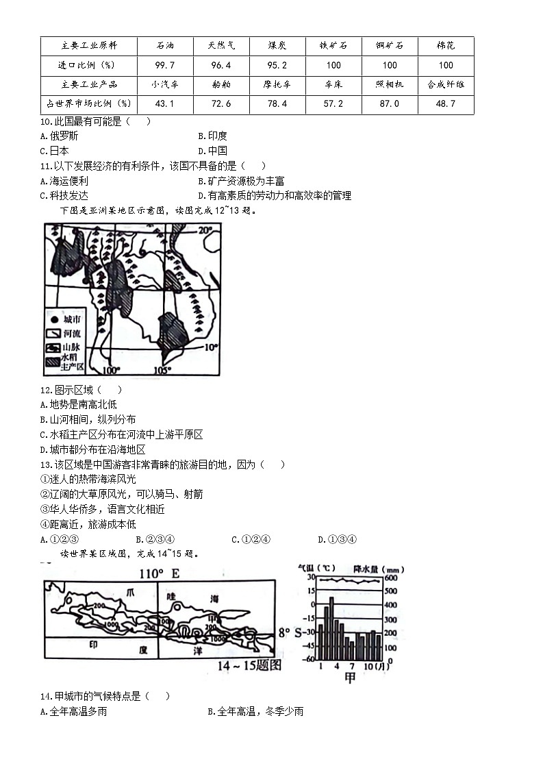 河北省沧州市南皮县2023-2024学年七年级下学期期中考试地理试题第3页