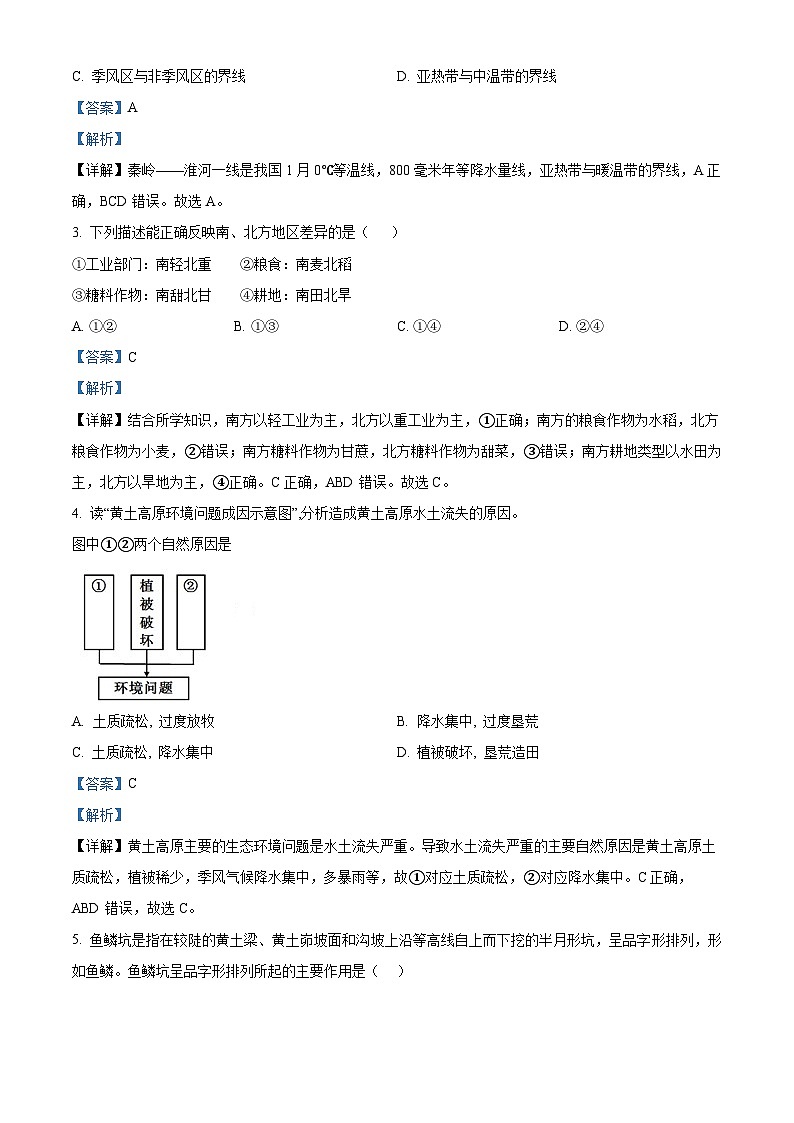 安徽省阜阳市临泉县部分中学联考2023-2024学年八年级下学期期中地理试题（解析版）第2页