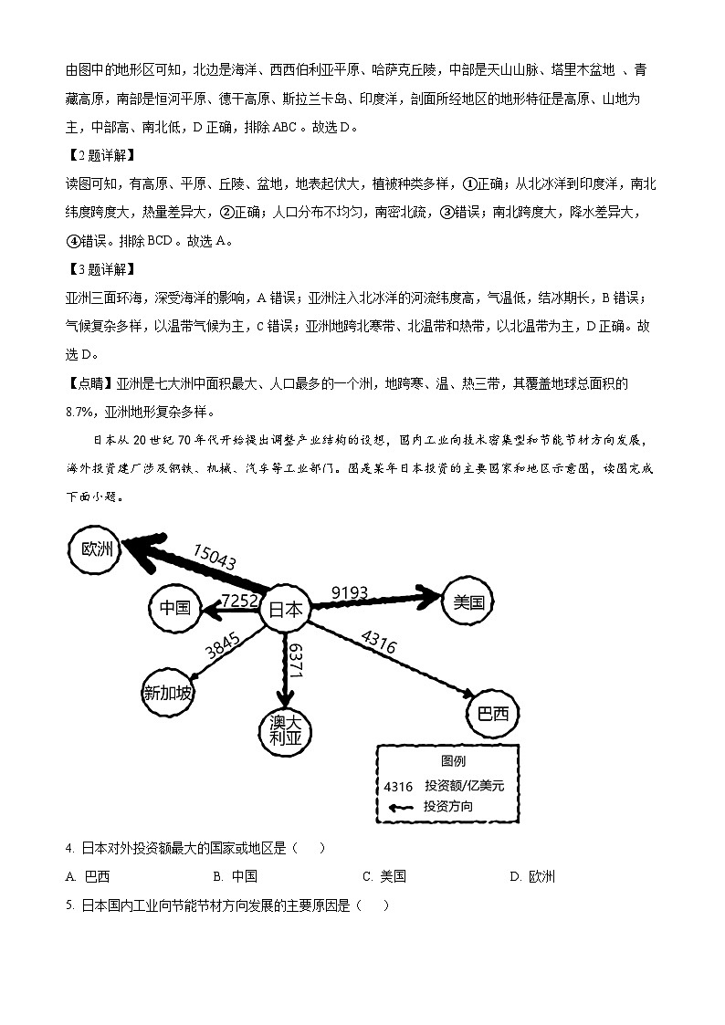 山东省日照市五莲县2023-2024学年七年级下学期期中地理试题（解析版）第2页