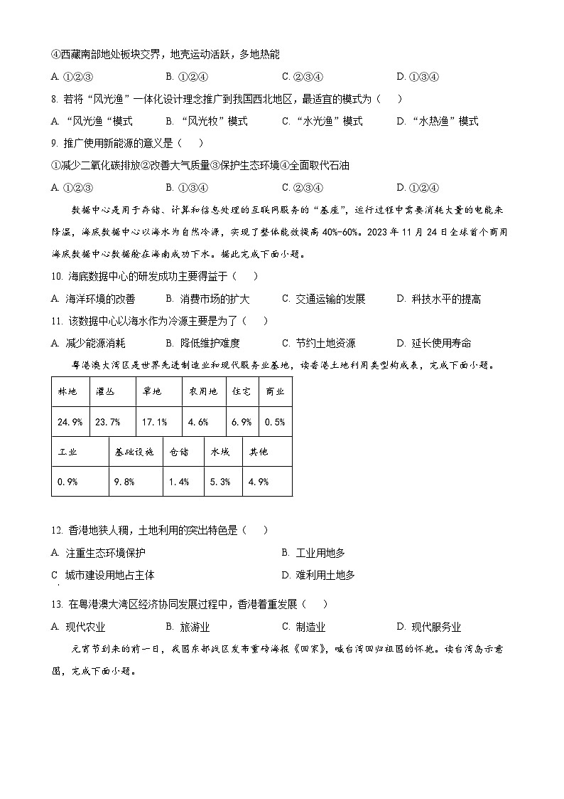 河南省洛阳市伊川县2023-2024学年八年级下学期期中地理试题（原卷版+解析版）03