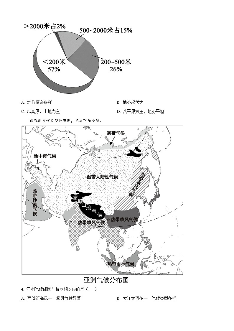 湖南省永州市宁远县2023-2024学年七年级下学期期中考试地理试题（原卷版）第2页