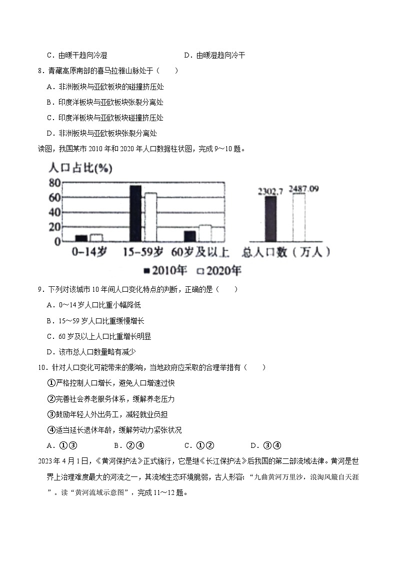 2024年山东省济南市长清区中考二模地理试卷03