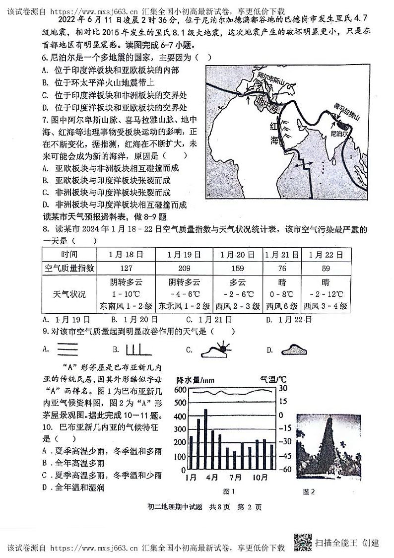 35，山东省滨州市惠民县2023-2024学年八年级下学期期中考试地理试题第2页