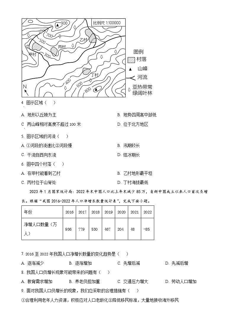 山东省枣庄市薛城区2023-2024学年八年级下学期期中考试地理试题（原卷版）第2页