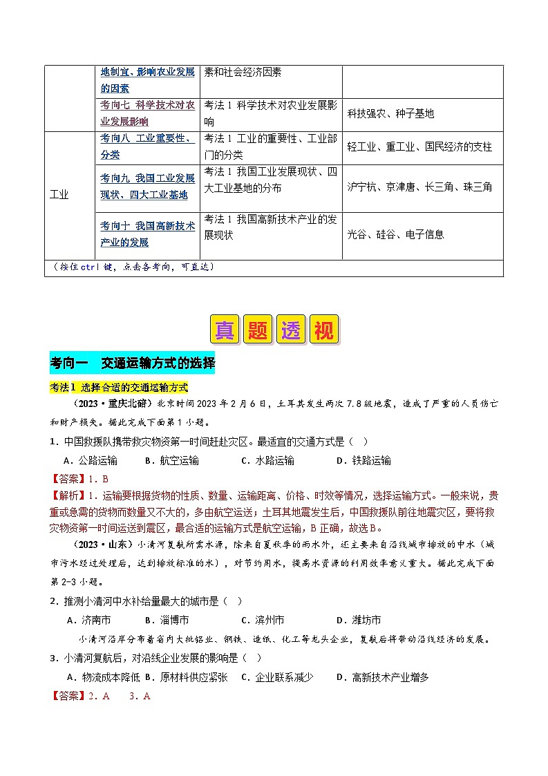 2024年中考地理真题题源解密（全国通用）-专题11 中国的经济发展（解析版）第2页