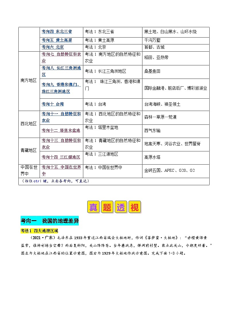 专题12 我国的地理差异-2024年中考地理真题题型分类总结（全国通用）02