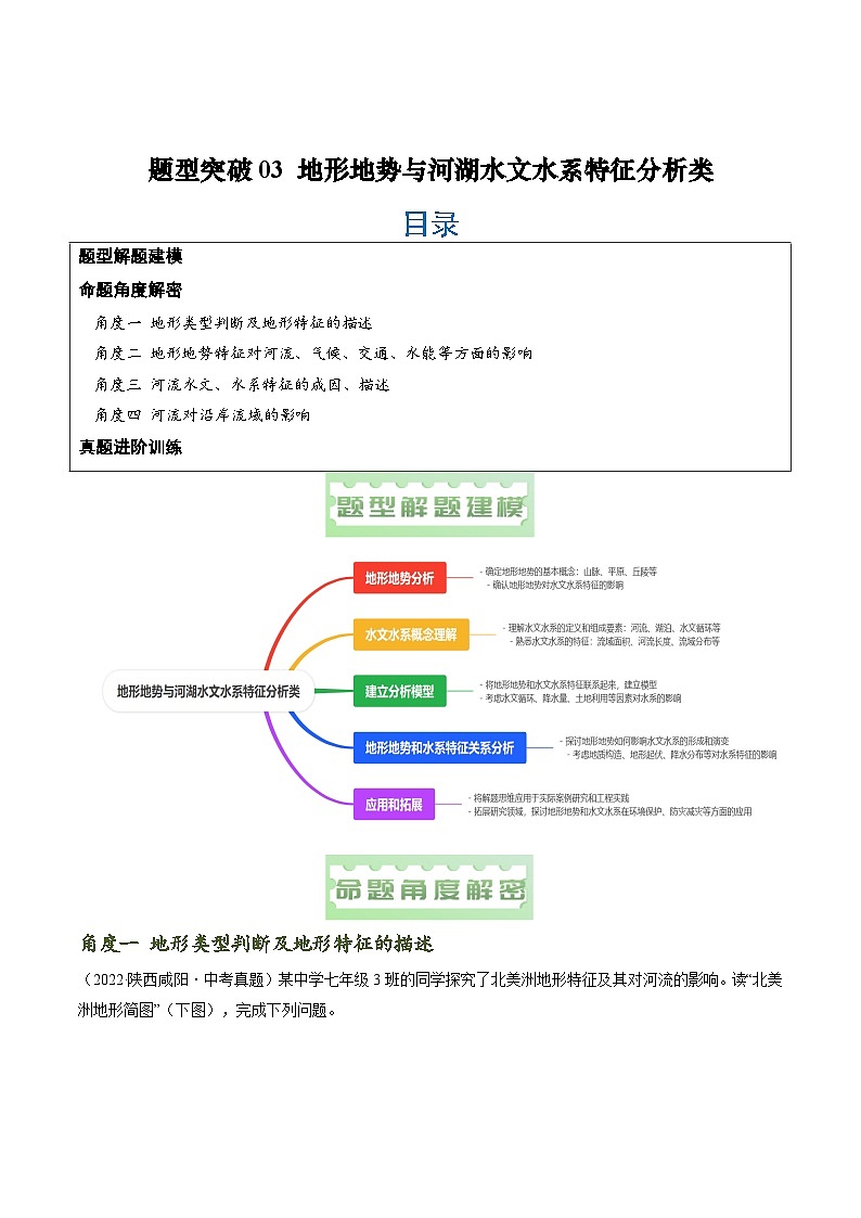 题型突破03 地形地势与河湖水文水系特征分析-备战2024年中考地理真题题型分类总结（全国通用）(解析版)第1页