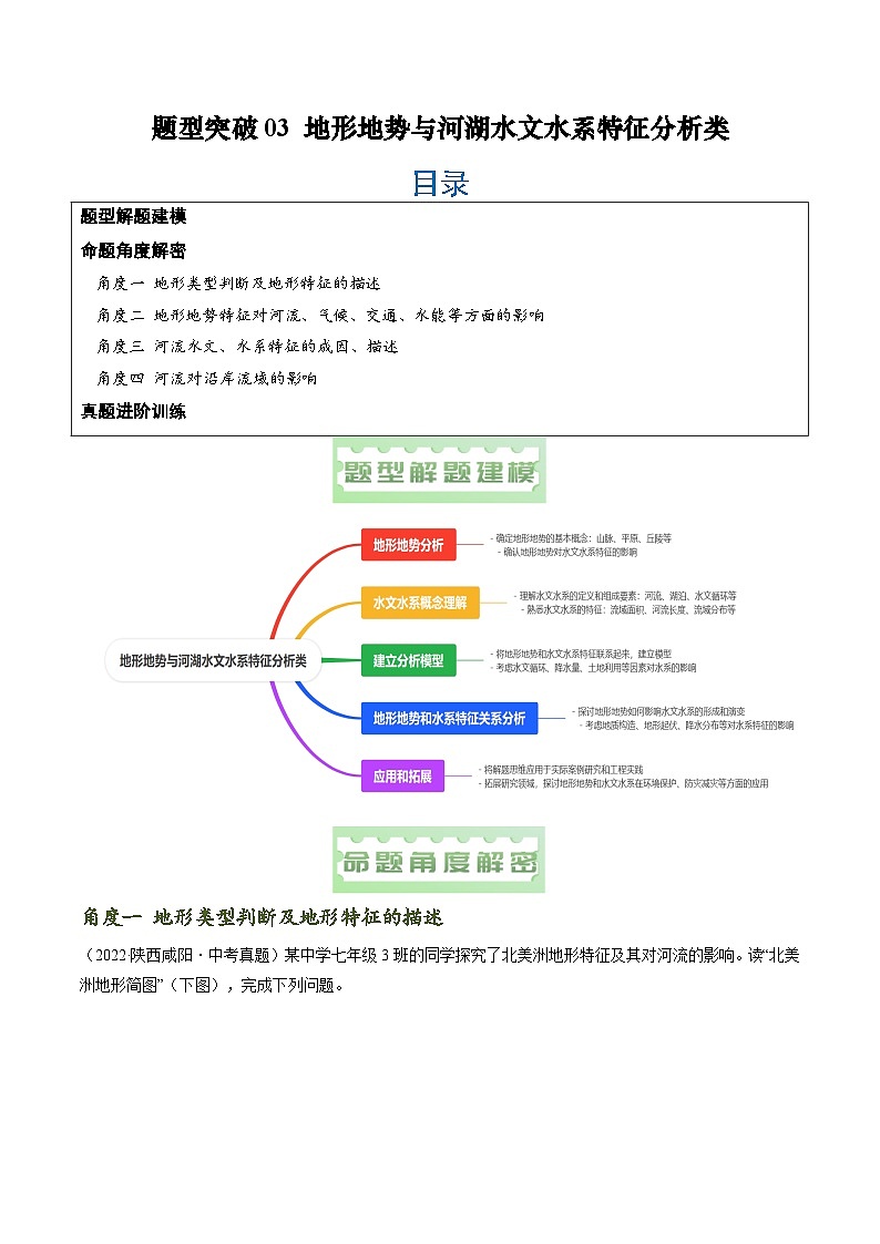 题型突破03 地形地势与河湖水文水系特征分析-备战2024年中考地理真题题型分类总结（全国通用）(原卷版) 第1页