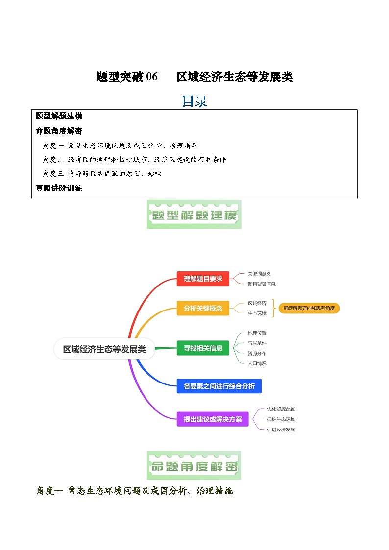 题型突破06  区域经济生态等发展类-备战2024年中考地理真题题型分类总结（全国通用）第1页