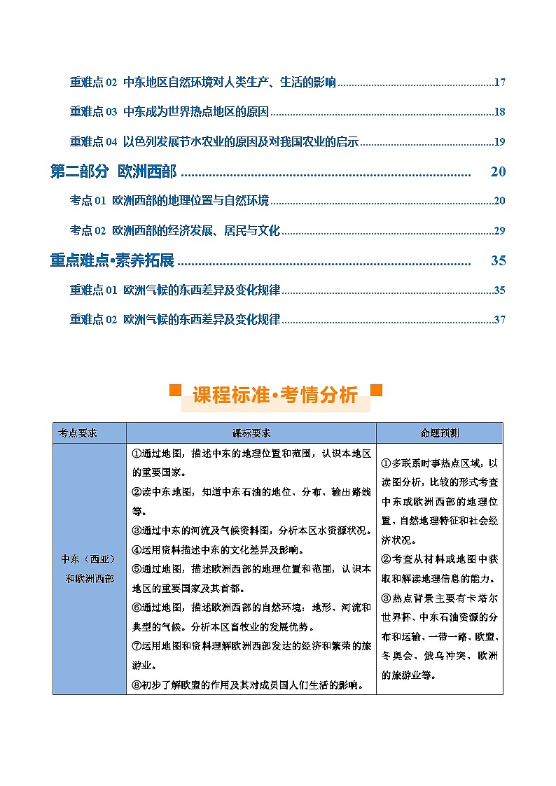 专题11  中东（西亚）和欧洲西部（讲义）-2024年中考地理一轮复习讲义（全国通用）02