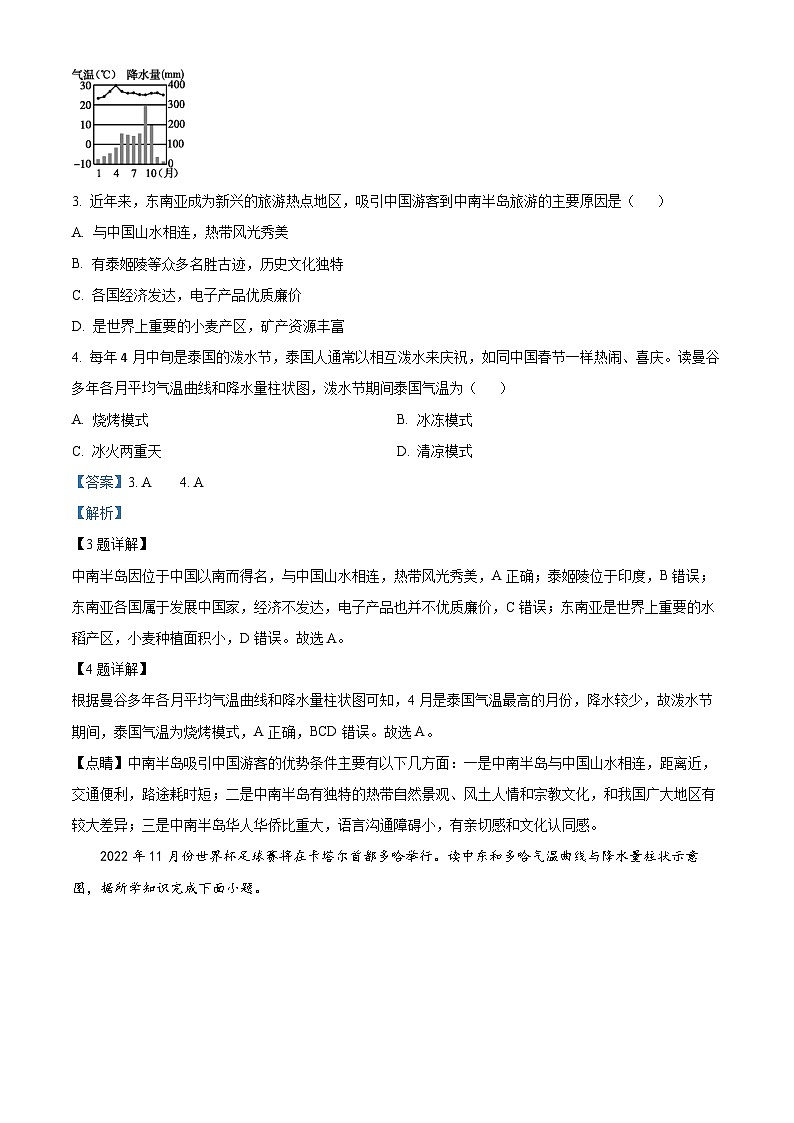 江西省赣州市信丰县2023-2024学年七年级下学期期中地理试题（原卷版+解析版）02