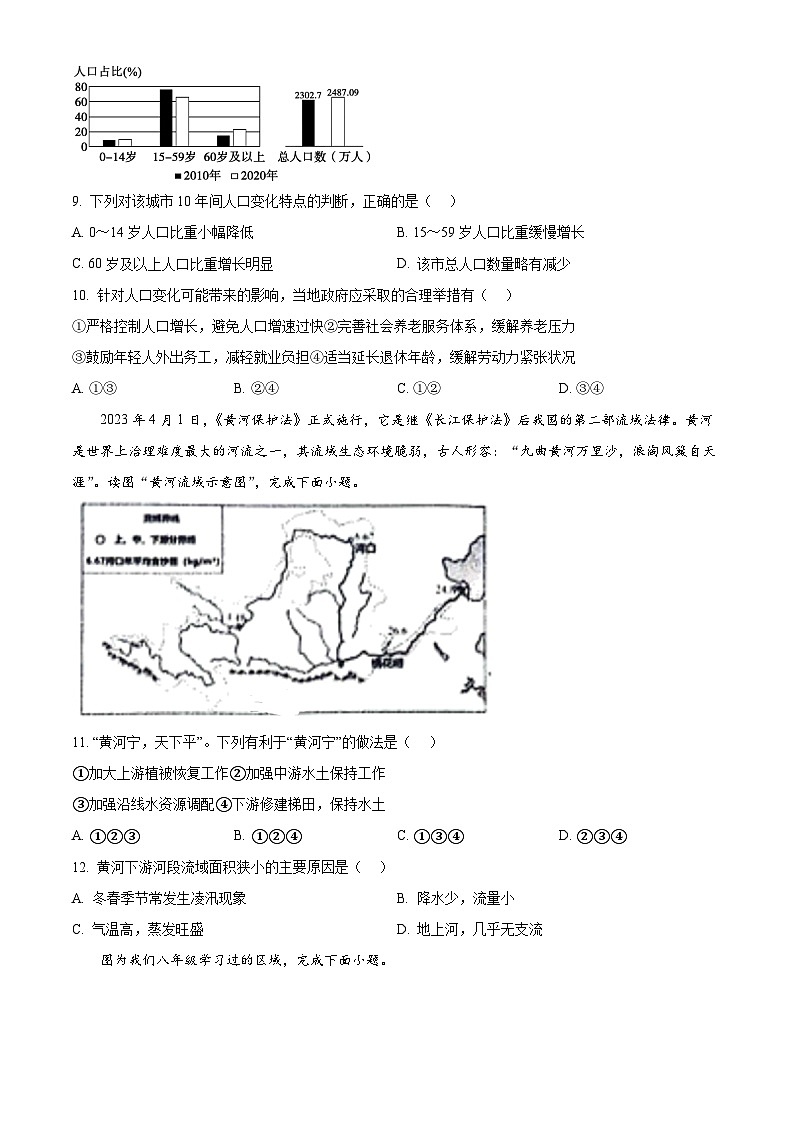 2024年山东省济南市长清区中考二模地理试题（原卷版+解析版）03