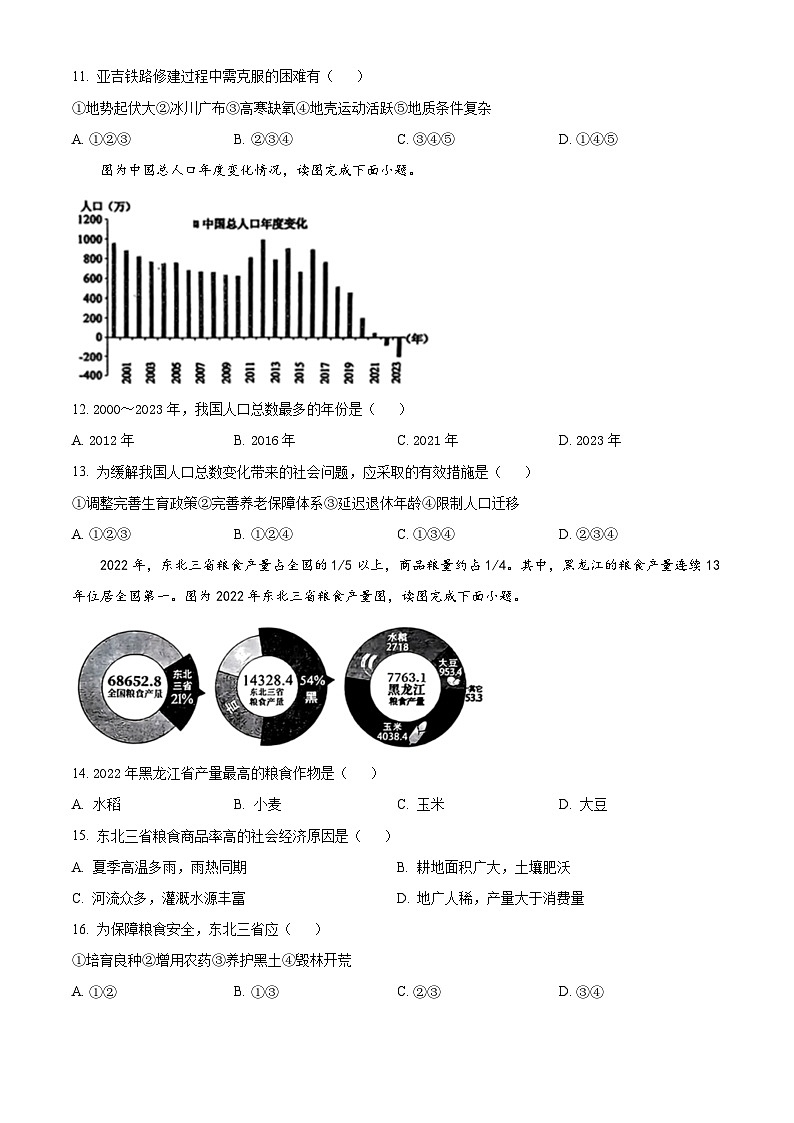 2024年福建省莆田市中考二模地理试题（原卷版+解析版）03