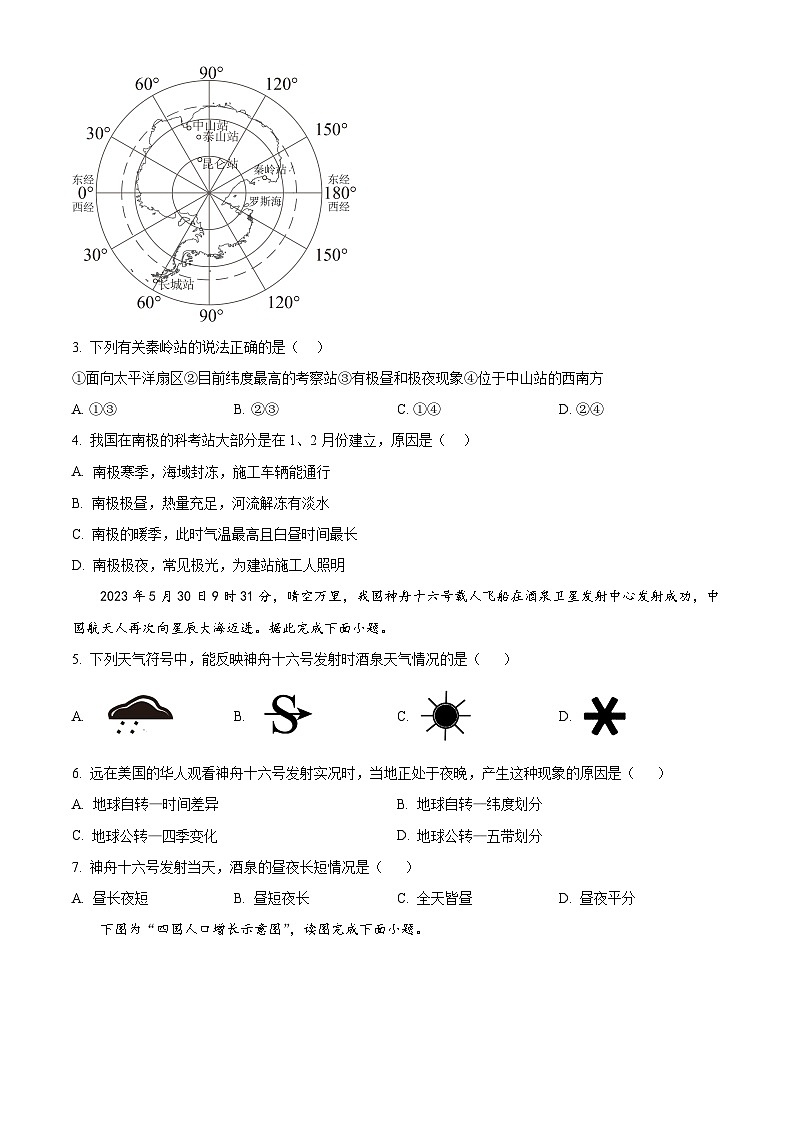 2024年四川省广安市邻水县中考模拟预测地理试题（原卷版+解析版）02