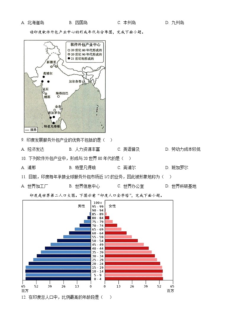 辽宁省铁岭市西丰县2023-2024学年七年级下学期期中地理试卷02