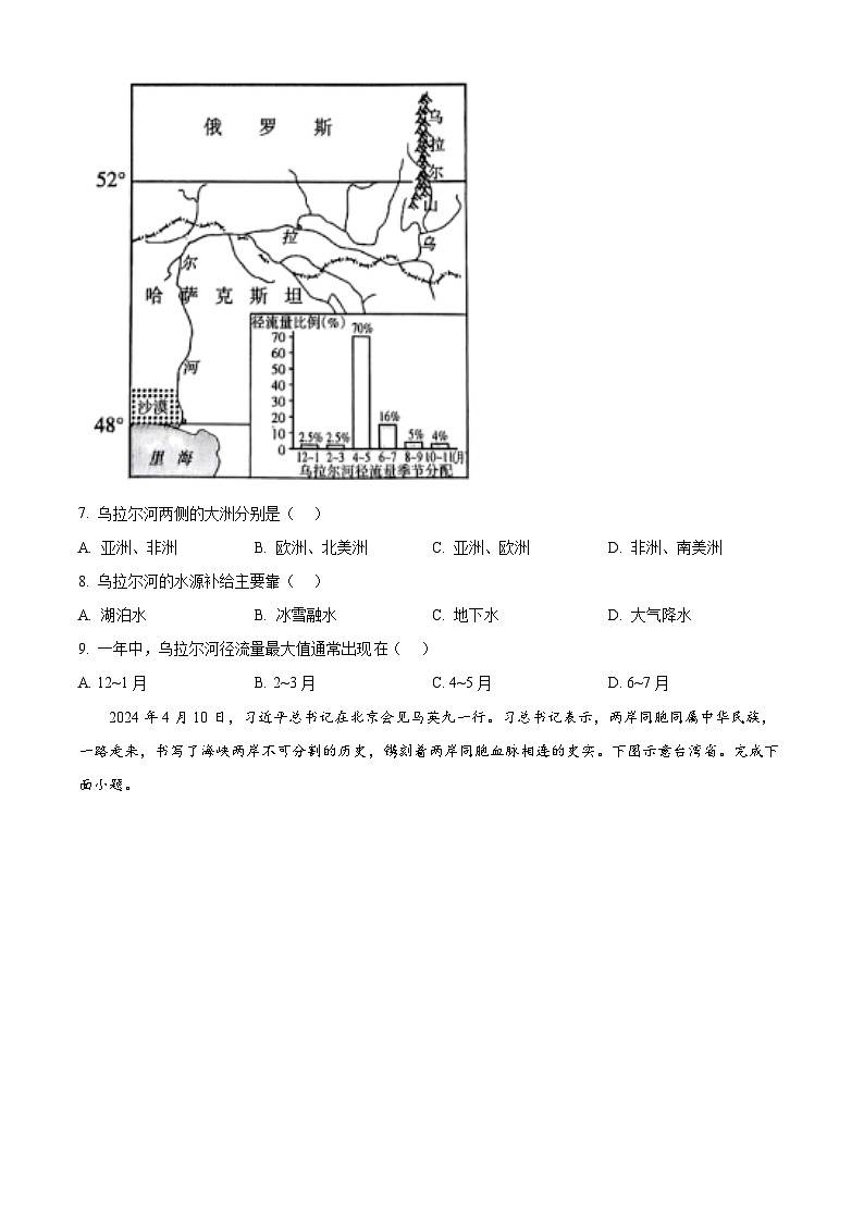 2024年山西省太原市中考二模地理试卷（原卷版+解析版）03