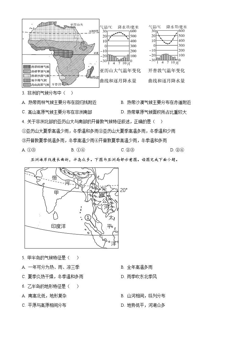 河南省商丘市虞城县2023-2024学年七年级下学期5月月考地理试题（原卷版+解析版）02