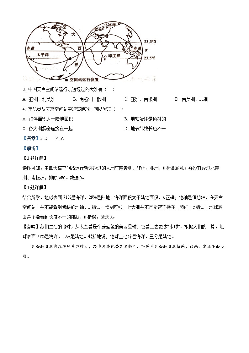 2024年河南省商丘市虞城县中考三模地理试题（原卷版+解析版）02
