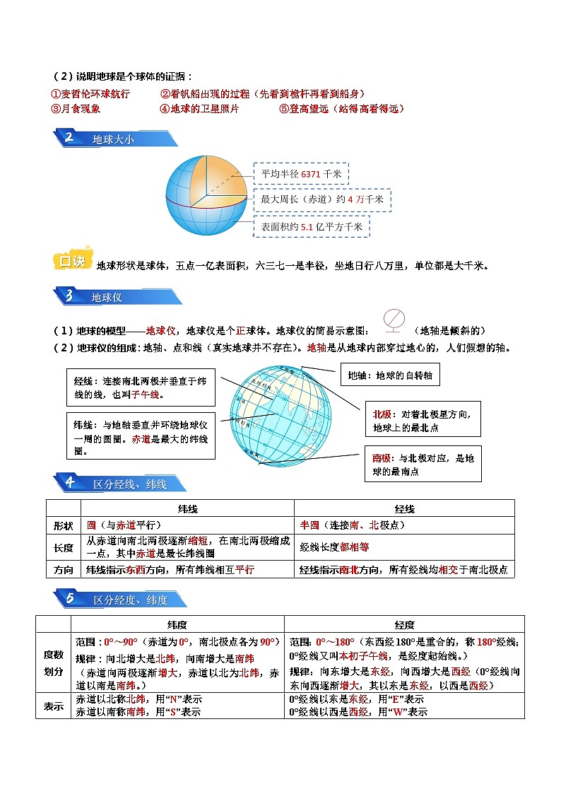 专题01 地球和地图2024年会考地理一轮复习知识清单（答案版）第3页