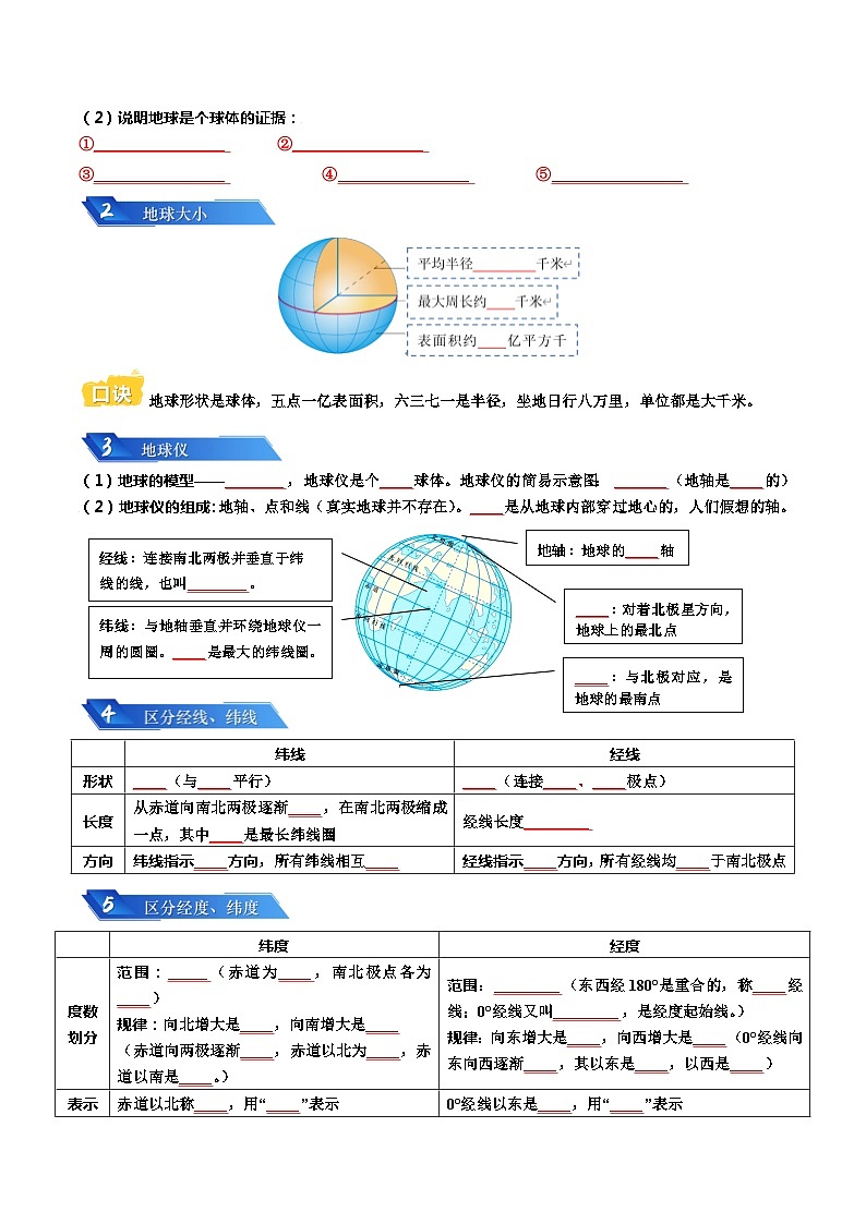 专题01 地球和地图2024年会考地理一轮复习知识清单（扣空版）第3页