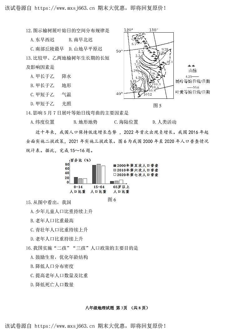 06，2024年山东省潍坊市临朐县中考二模试题地理03