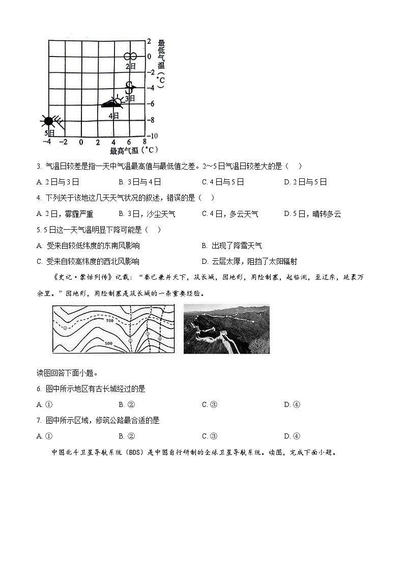 2024年江苏省宿迁市宿城区中考二模地理试题（学生版）第2页