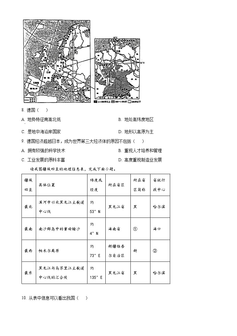 2024年陕西省咸阳市永寿县上邑中学永寿县豆家中学中考三模地理试题（学生版+教师版）03