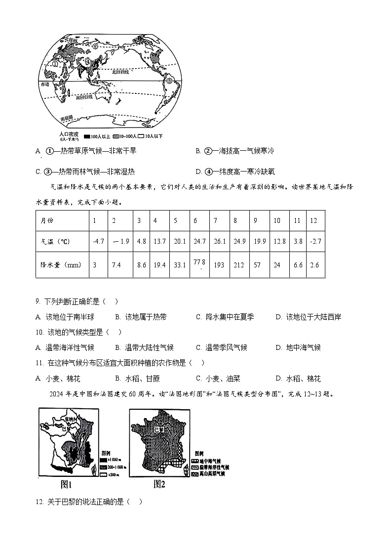 2024年山东省聊城市阳谷县部分学校中考模拟地理试题（学生版+教师版）03
