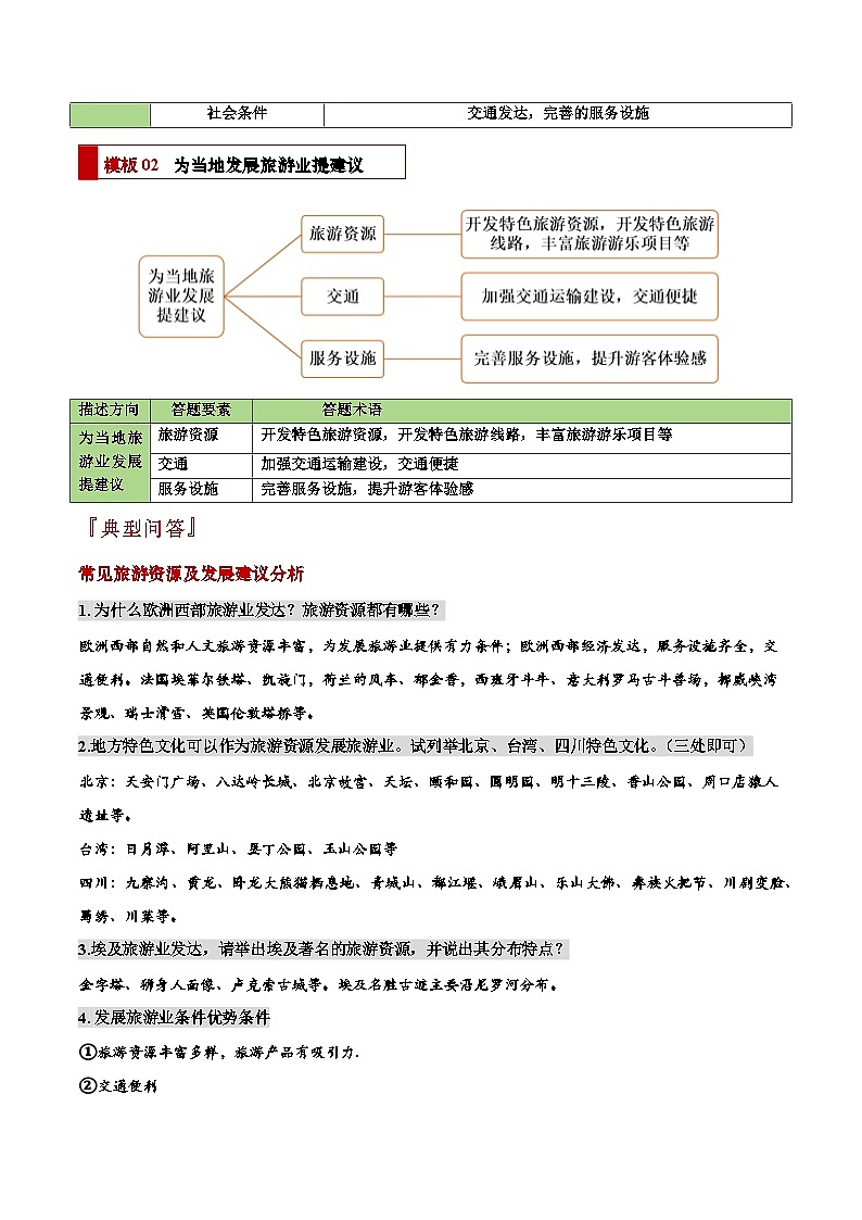专题09 旅游发展评价类（答题模板）-2024年中考地理答题技巧与模板构建（原卷版）第2页